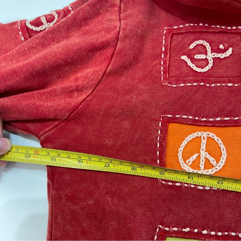 Boho Women Patchwork Peace Hippie Zip Up Red Hoodie Jacket Nepal LG Festival - Picture 4 of 7